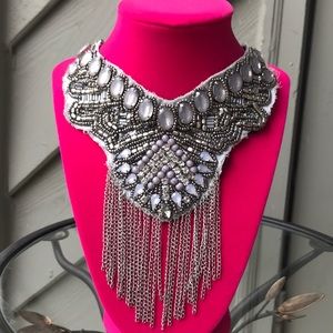 Beaded Fringe Statement Necklace